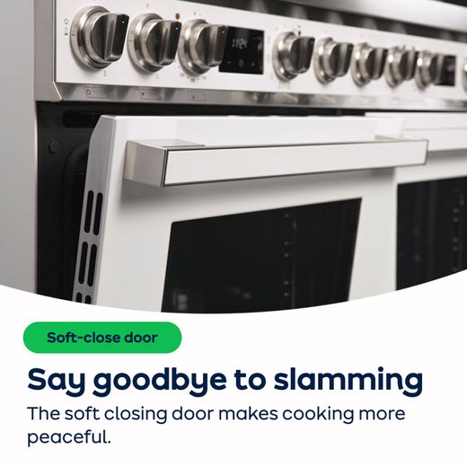 Smeg Portofino 90cm Dual Fuel Range Cooker - Stainless Steel - AO Annotation - Soft closing door